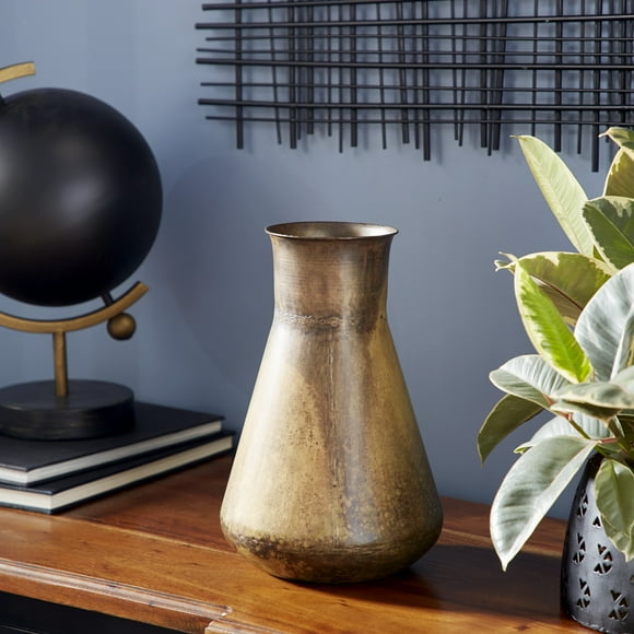 Modern Gold Long-Necked Domed Iron Vase Contemporary Modern Gold Long-Necked Domed Iron Vase Contemporary